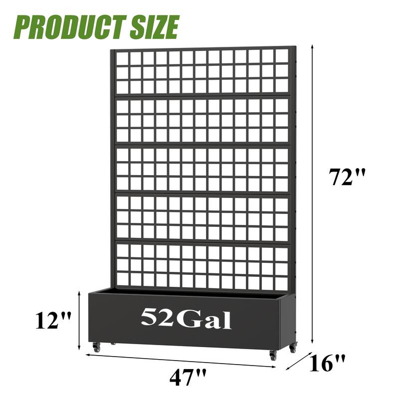 Movable Raised Garden Bed with Trellis and Lockable Wheels
