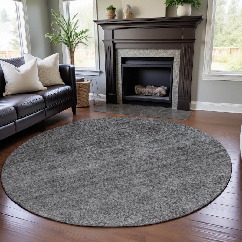 Premium Washable Super Soft Ombre Damask Mayfield Rug - Gray - 8' x 8'