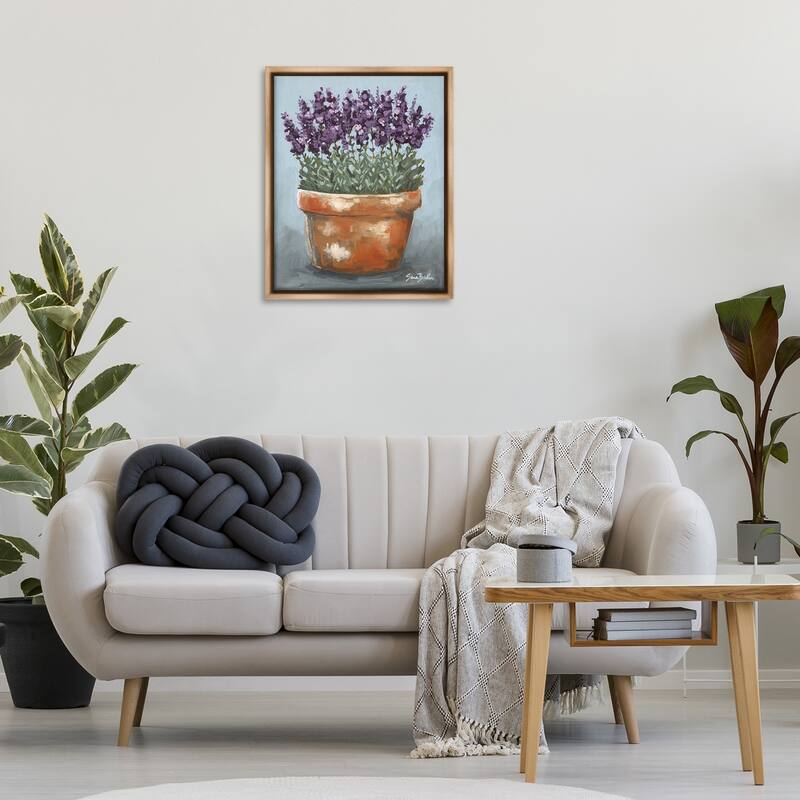 Stupell Potted Lavender Herbs Framed Floater Canvas Wall Art Design By Sara Baker