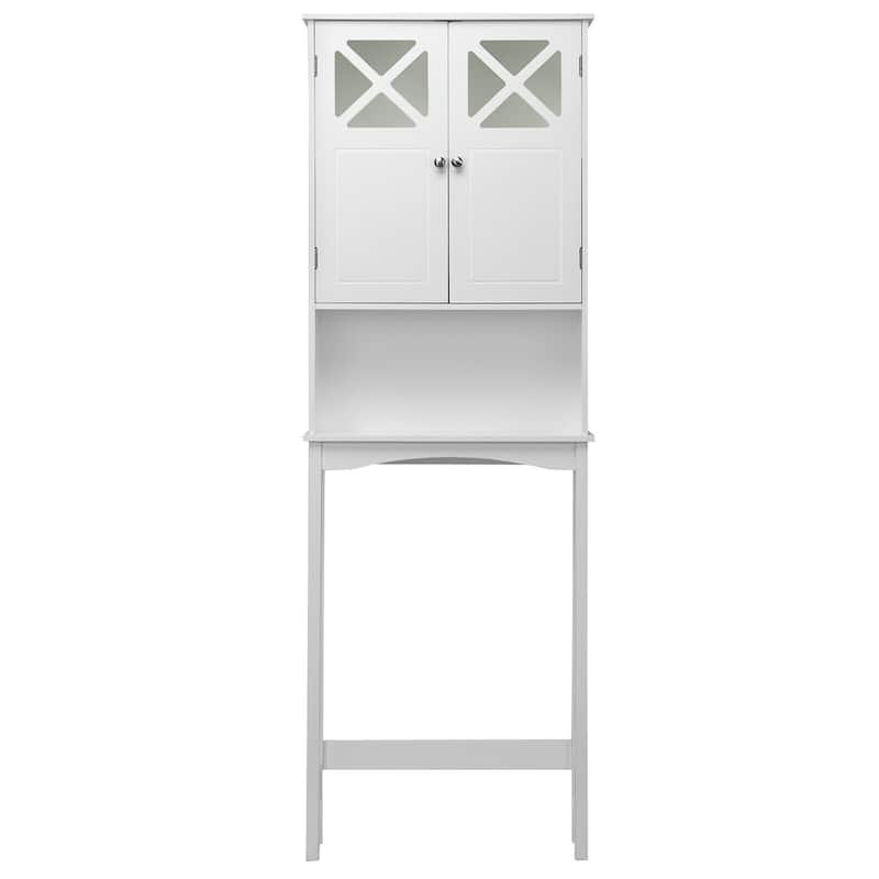 Gymax 2-Door Over The Toilet Bathroom Space Saver Storage Cabinet w/