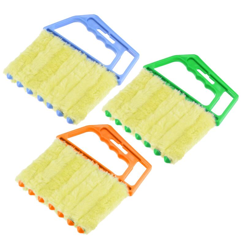 3Pcs Window Blind Hand-held 7 Finger Shutters Brush Tool 3 Colors - Blue, Orange, Green