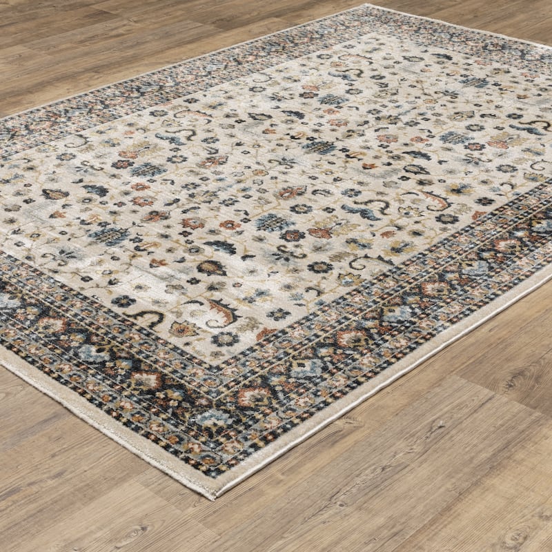 Esme Traditional Floral Border Area Rug