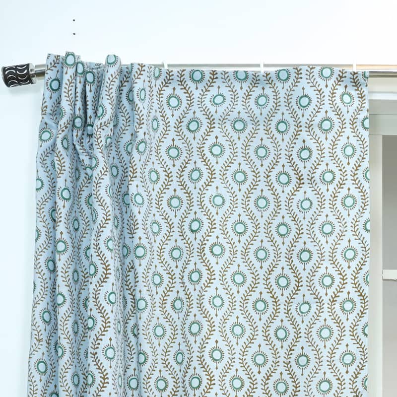 Fabdivine Block Print Curtain or Drape Decorative Home Accent Bed or Living Room