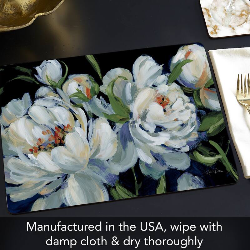 Hardboard Placemat, Peony Season, Set of 2, Made in the USA