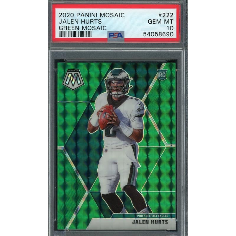 Jalen Hurts 2020 Panini Green Mosaic Football Rookie Card RC #222 Graded PSA 10 GEM MINT - 8'6" x 11'6"