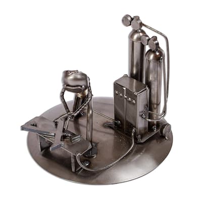 Recycled auto parts sculpture, 'Rustic Welder'