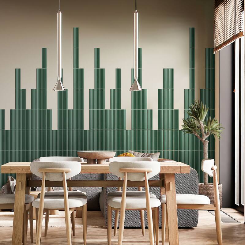 Apollo tile 2" x 8" Arte Glossy Green Ceramic Tile (4.09 sq ft/case) - 38 Pack