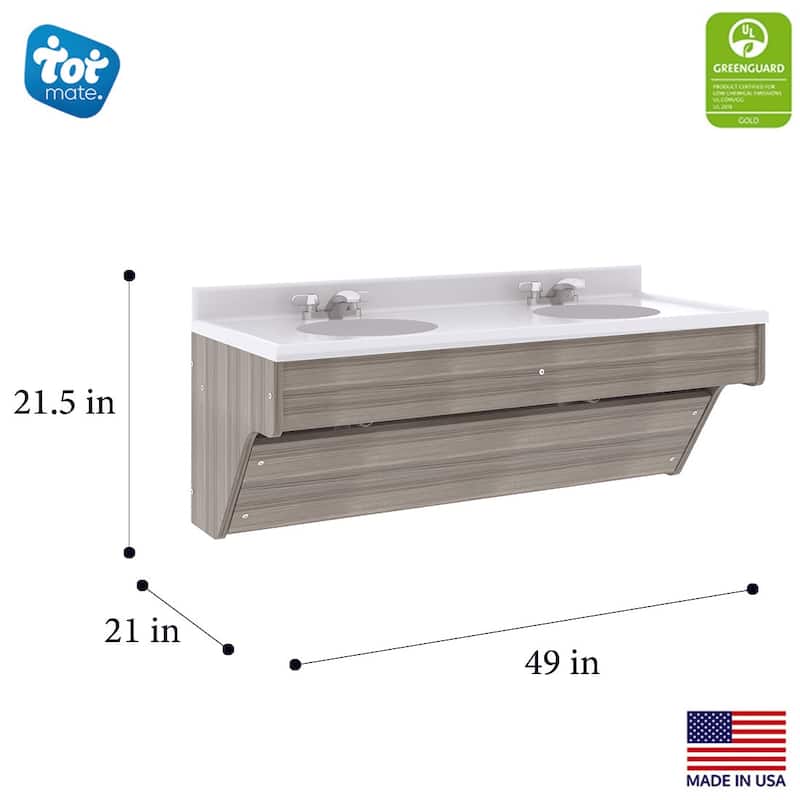 Tot Mate Double Laminate Wall Vanity - 49" x 21" x 21.5"; Unassembled