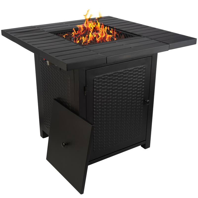 Pure Garden 30-Inch Propane Fire Pit - 50,000 BTU Outdoor Fire Table, Brown