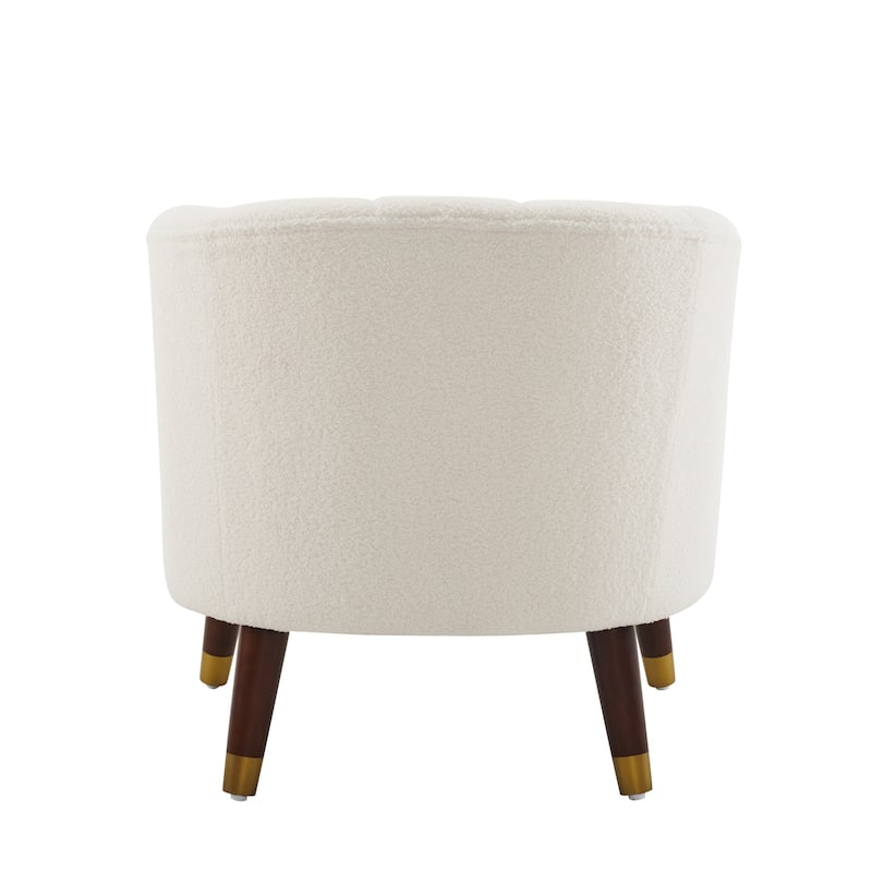 Upholstered Barrel Accent Chair with Wooden Legs