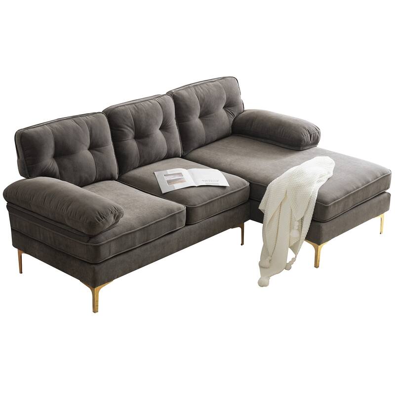 83" Modern Sectional Sofas Couches Velvet L Shaped Couches