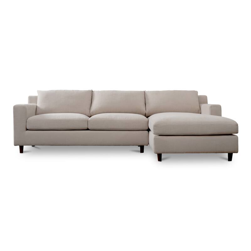 NADAAL STUDIOS Veyric Right-Facing Sectional Sofa, High Back, Chenille Performance Fabric, Feather Blend Seat, Seats 4, White