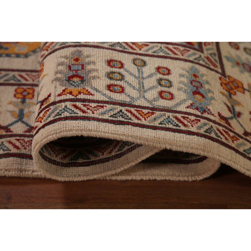 Geometric Kazak Area Rug Handmade Oriental Wool Carpet - 6'8" x 9'11"