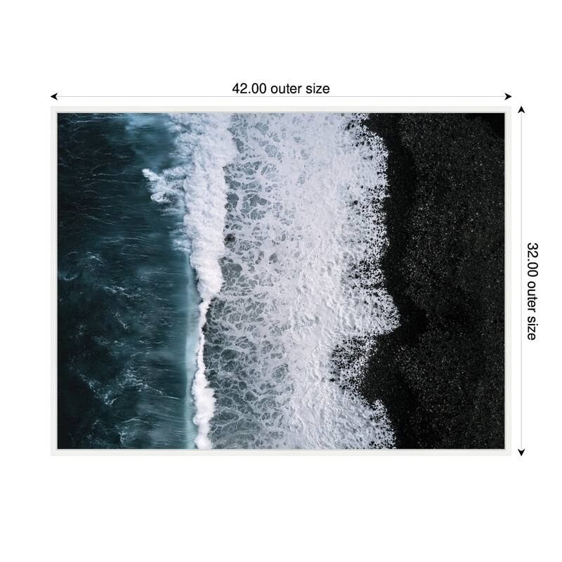 Kate and Laurel Sylvie Ocean Waves on the Black Beach in Iceland Framed Canvas by Michael Schauer
