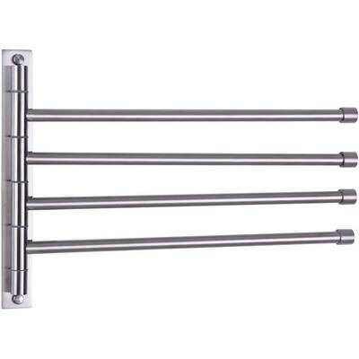 4-Arm Bathroom Wall-Mounted Swing Out Towel Rack with Hooks