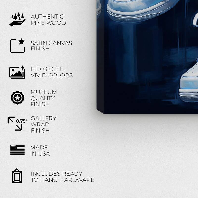 Wynwood Studio Fashion and Glam White Sneakers Under Water Blue and Modern & Contemporary Wall Art Canvas Print