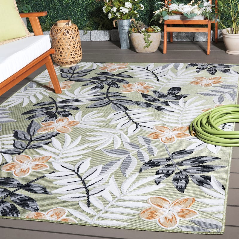 SAFAVIEH Cabana Indoor/ Outdoor Waterproof Transitional Rug - 5'1" x 7'6" - Olive/Grey
