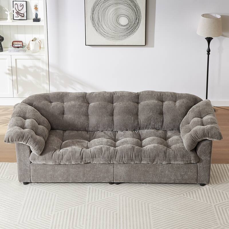 99.2" Fabric Modern Classic 3-Seater Sofa with Plush Cushions