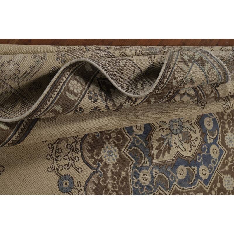 Medallion Tabriz Persian Square Area Rug Hand-Knotted Wool Carpet - 9'2"x 9'6"