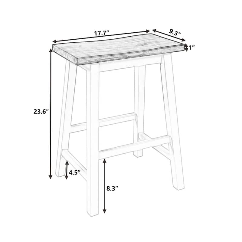 Farmhouse Rustic 2-piece Counter Height Wood Kitchen Dining Stools