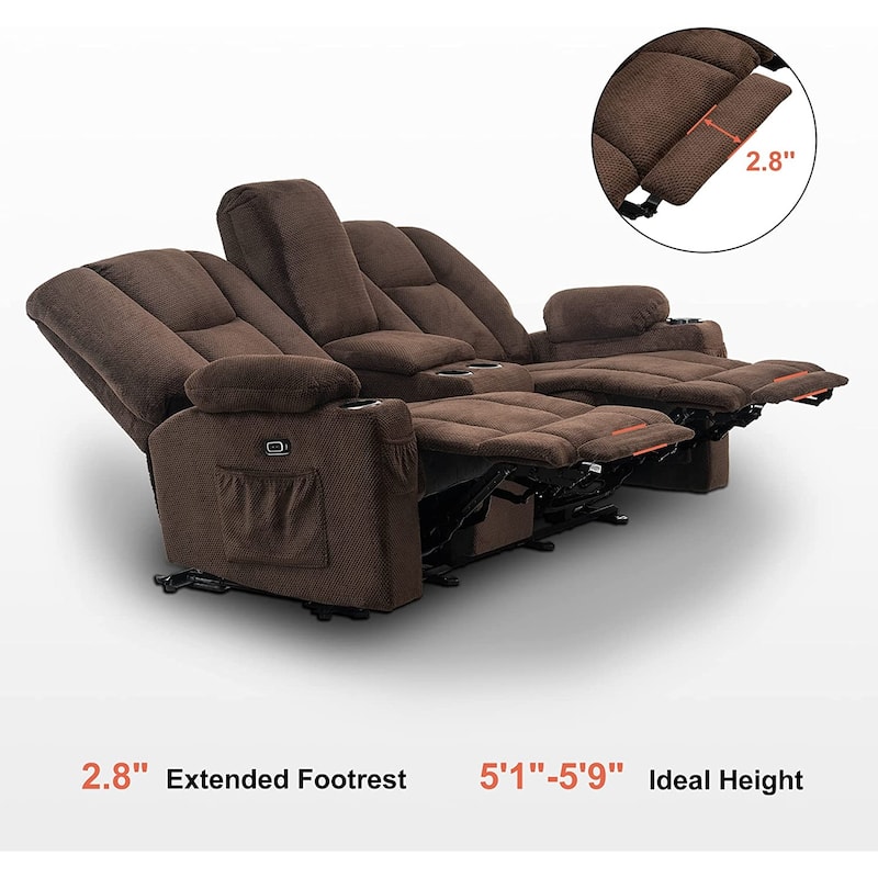 MCombo Electric Power Reclining Sofa with Massage and Lumbar Heat, Fabric 6015/6025/6035/6045