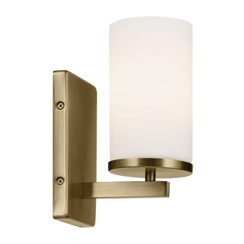 Kichler Lighting Crosby 1-Light Natural Brass Wall Sconce with Etched Glass