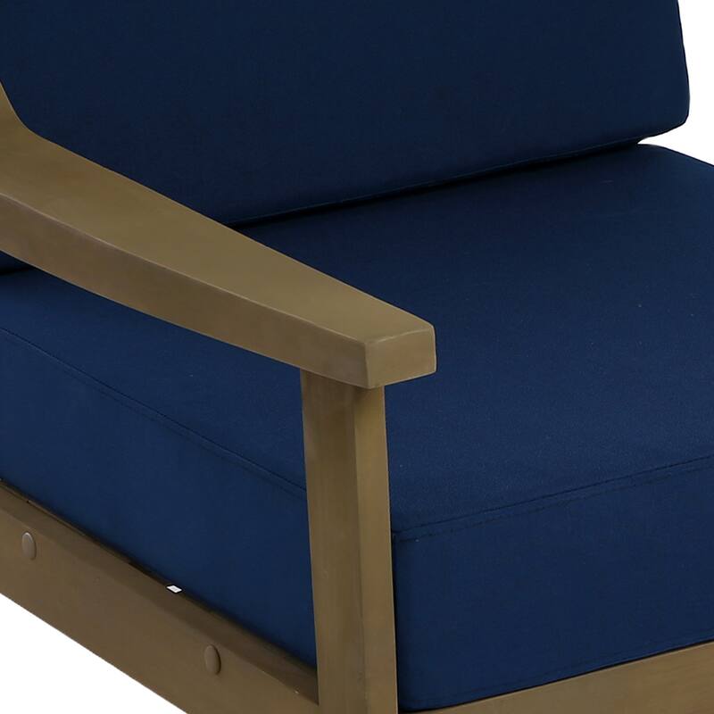 Set of 2 Outdoor Teak Wood Patio Chair with Cushion