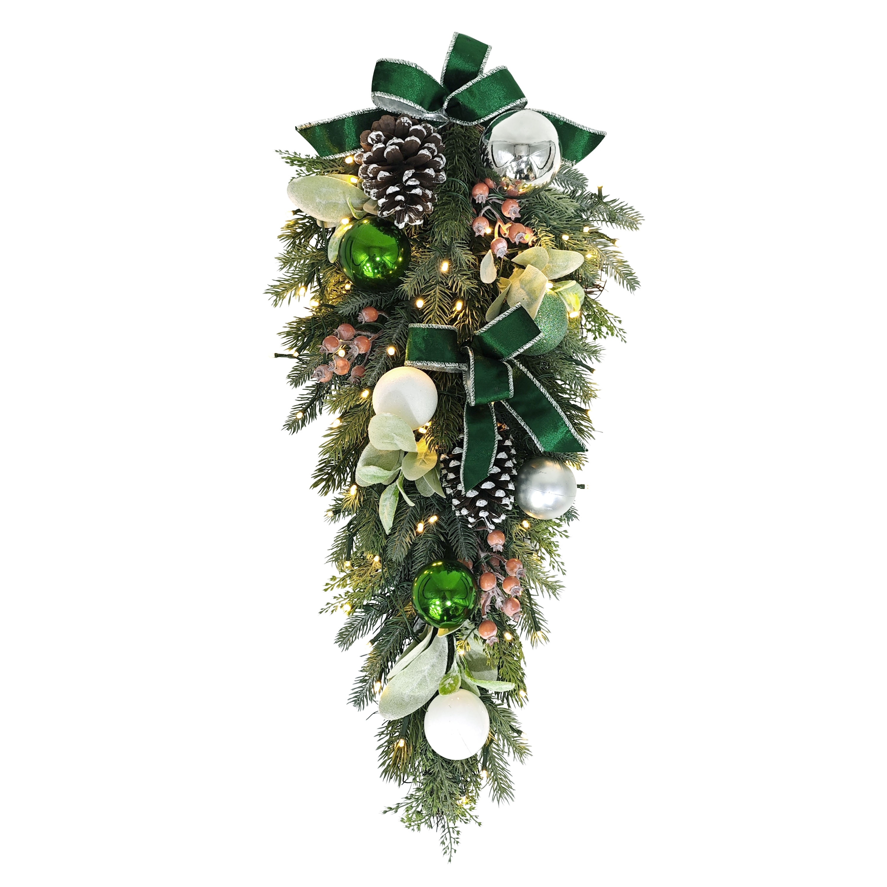 Puleo International 28" Pre-Lit Adorned Swag Battery Operated with LED Lights