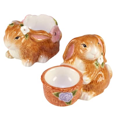 Certified International Easter Garden 3-D Egg Cups, Set of 6 - 4.25"x2.5"x2.38"