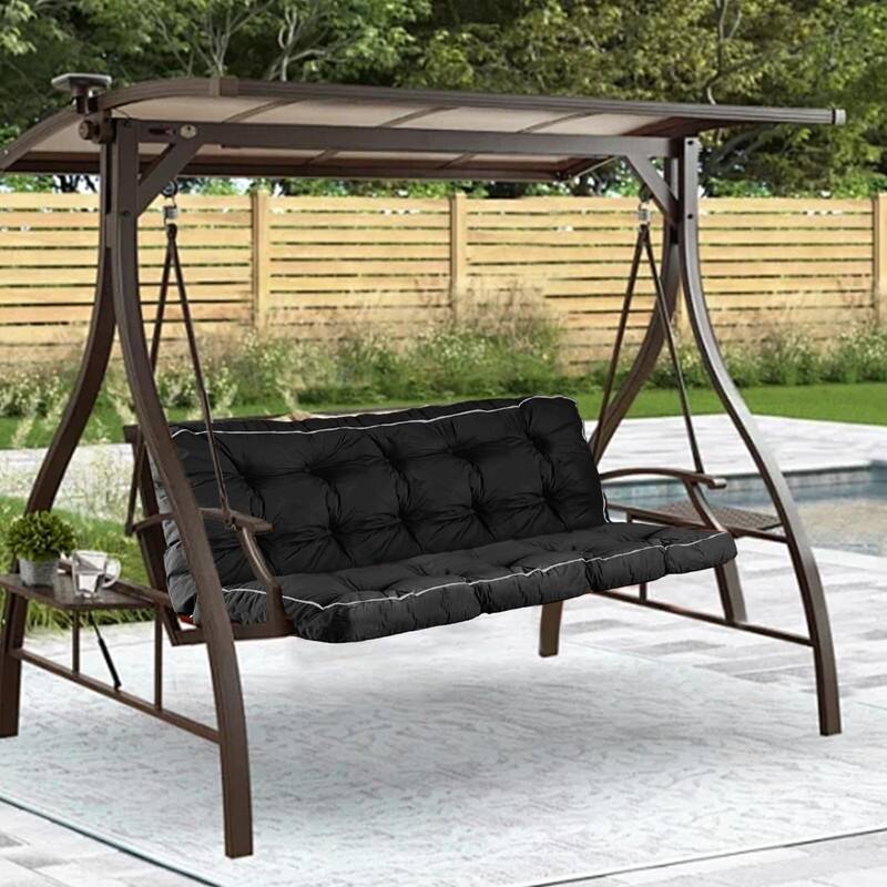 Porch Swing Replacement Cushion, 55in Outdoor Bench Cushions with Backrest , 3 Seat Patio Furniture Garden Loveseat Glider Pad