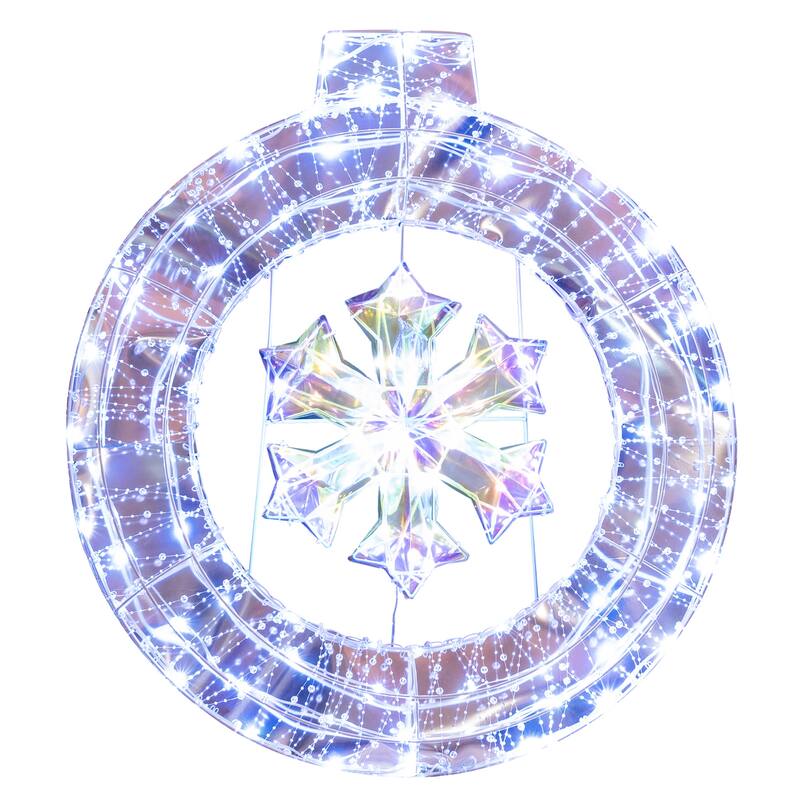 Gymax 33'' Lighted Ornament Pre-Lit Christmas Wreath w/ 128 Cold White