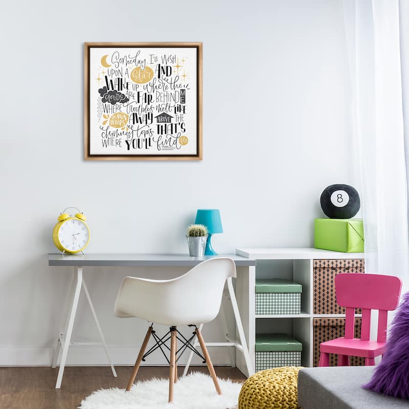 Stupell Over The Rainbow Poem Framed Floater Canvas Wall Art Design By Sarah Hickman