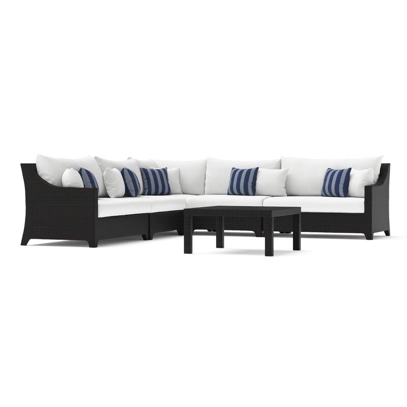 Deco 6 Piece Sunbrella Outdoor Patio Sectional & Table Set