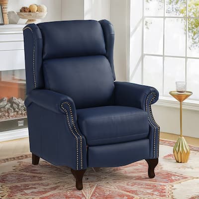 Push Back Genuine Leather Recliner Chair,Modern Recliner Sofa With Adjustable Backrest And Single Chair For Living Room