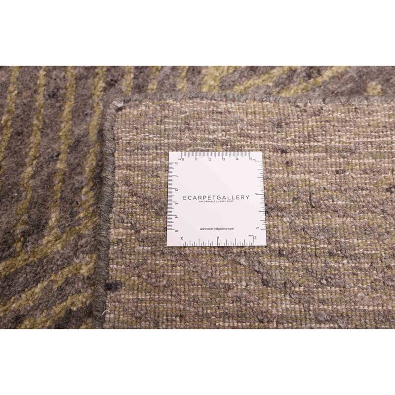 ECARPETGALLERY Hand Loomed Elysian Dark Grey Silk, Wool Rug - 5'11 x 8'11