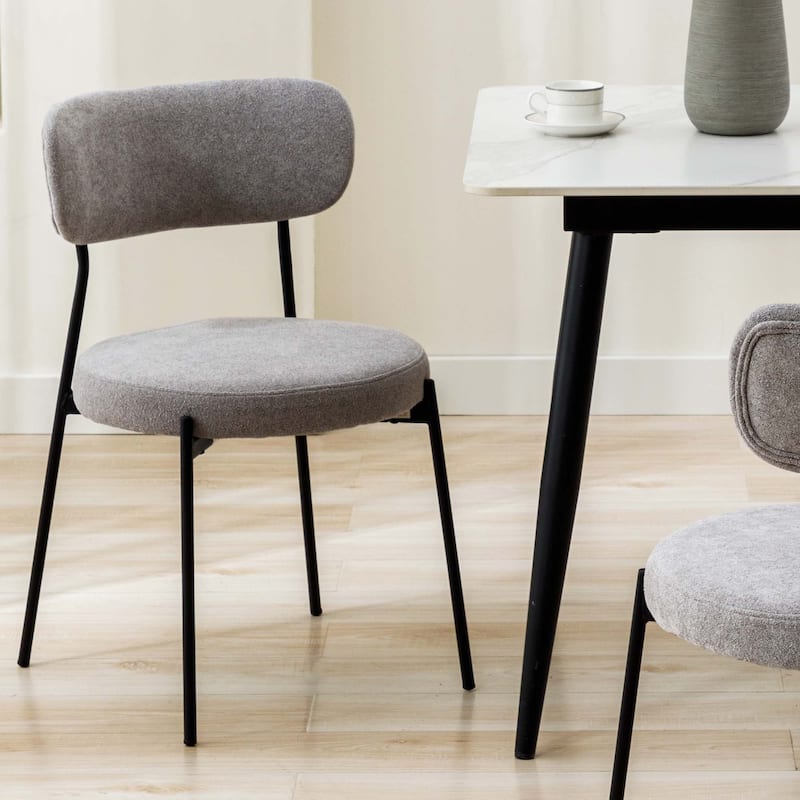 Textured Boucle 17.5" Seat Height Padded Dining Chairs