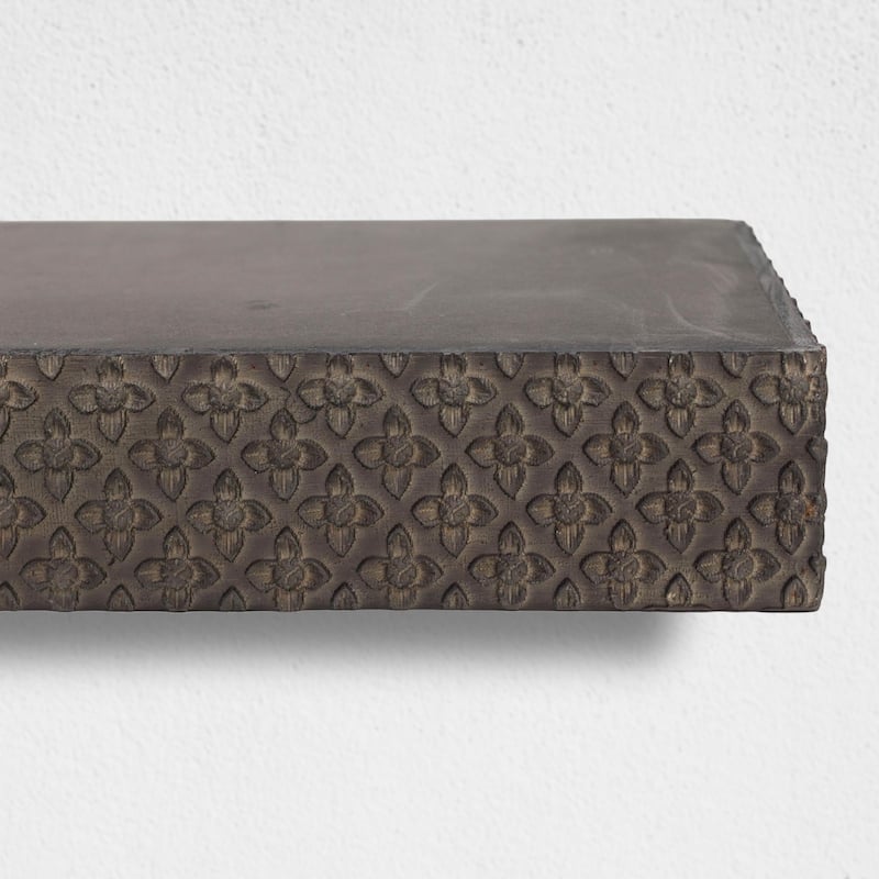 American Art Decor Large Embossed Wood Floating Wall Shelf - Black - 36.25" L x 3" H x 8.6" D