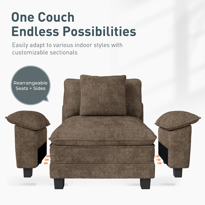 MAISON ARTS Modular Cloud Sectional Sofa, Comfy L- or U-Shaped Couch with Ottomans & Pillows, 4–6 Seat Living Room Sofa