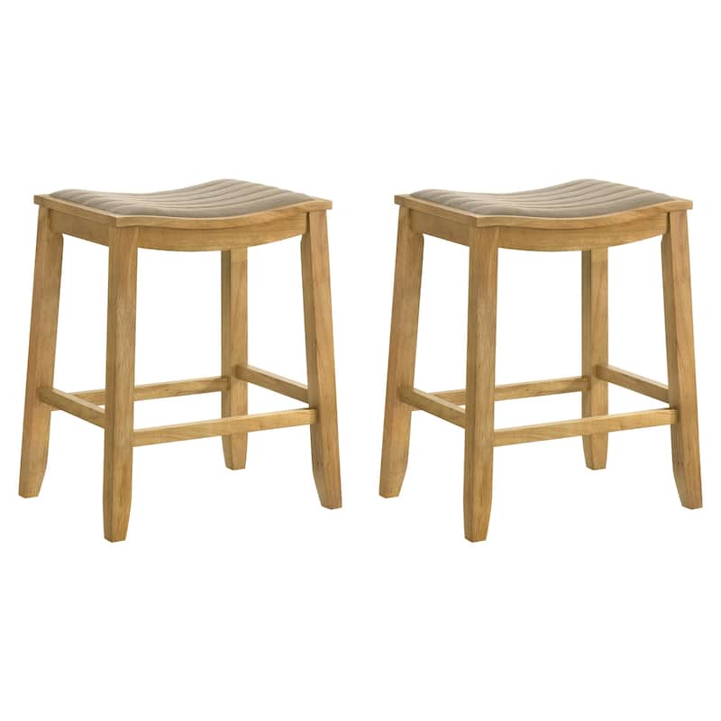 Iyani Backless Bar Stool, Counter Height Kitchen Stool with Wood Legs - Set of 2 - Amber Glow - Counter Height