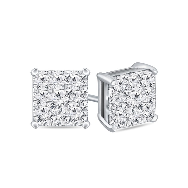 Auriya 14k Gold 1/2ctw Square Pave Diamond Stud Earrings. Opens flyout.