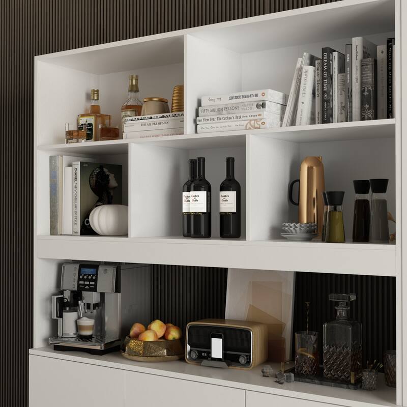 Timechee Combined Bookcase Kitchen Cabinet Media Cabinet Pantry