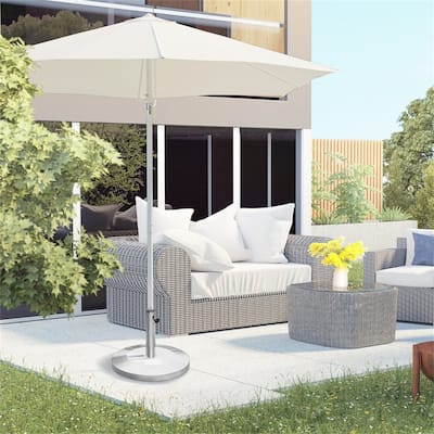 Heavy Duty Stainless Steel and Cement Umbrella Base for Outdoor Patio Garden Deck Fits 1.3 1.5 and 1.9 Inch Poles Silver