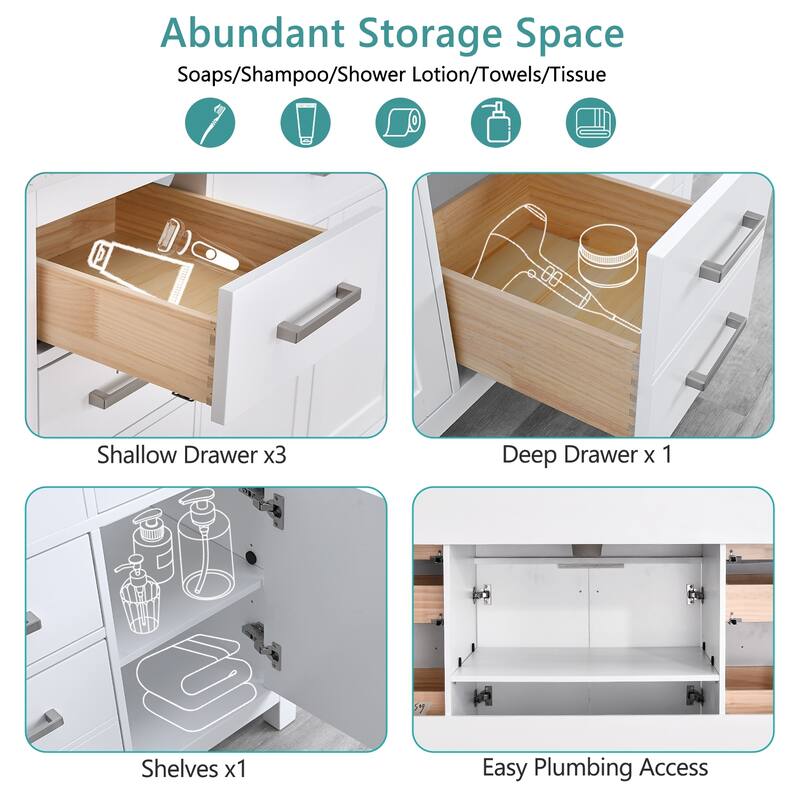 Nephelily 48" 60" 72" Uni-Vanity Bathroom Cabinet with Tall Drawer