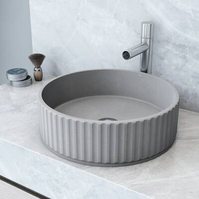 Vigo VG04071 Windsor 16" L x 16" W x 5" H Circular Concrete Vessel