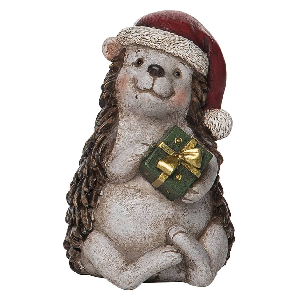 Transpac Resin 6 in. Green Christmas Hedgehog Figurine