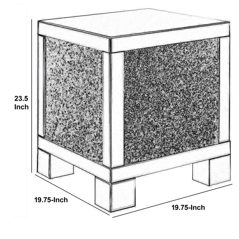 20 in. Silver Square Wood End Table, Sturdy Build End Side Table for Living Rooms