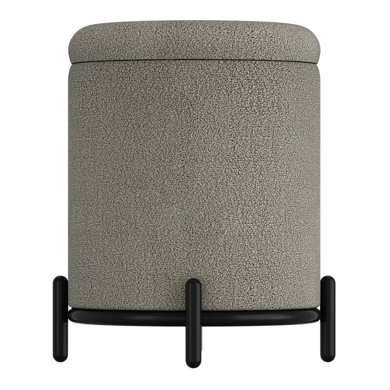 Modern Boucle Fabric Round Storage Ottoman