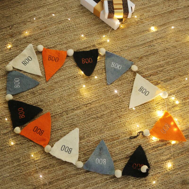 Novica Handmade Boo Halloween Party Wool Felt Garland - Multicolor