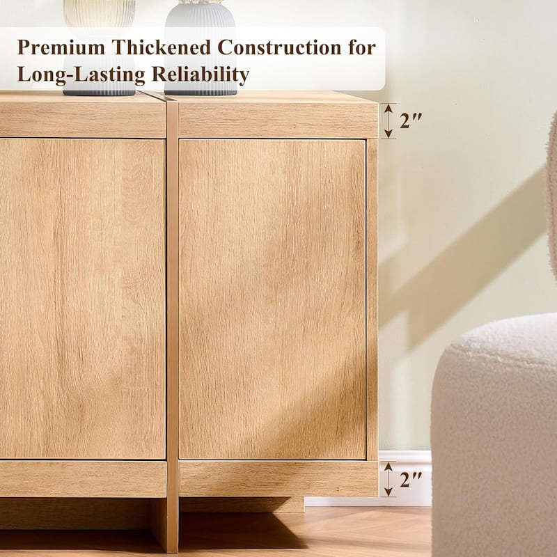 Modern 70" TV Stand, Entertainment Center, Handle-Free Hidden Design