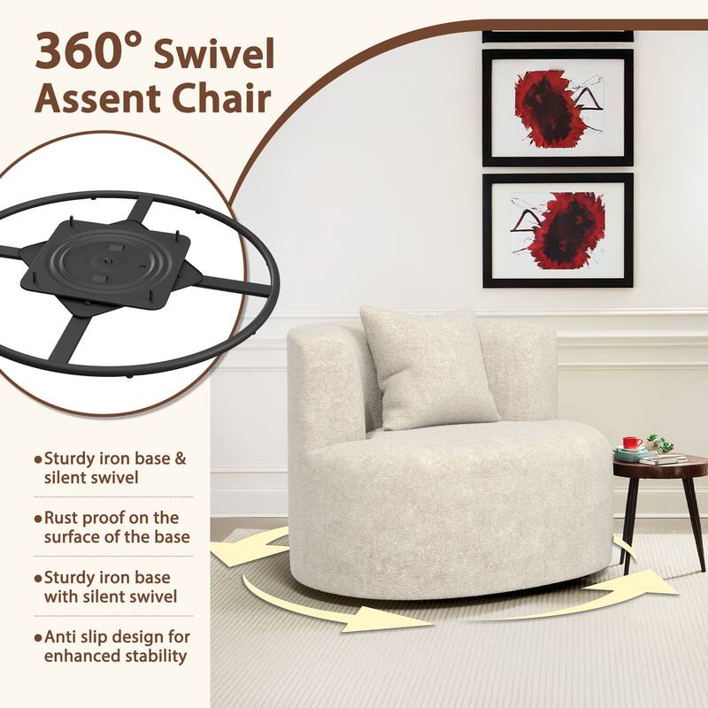 Accent Chair with Pillow, Modern Living Room Chairs